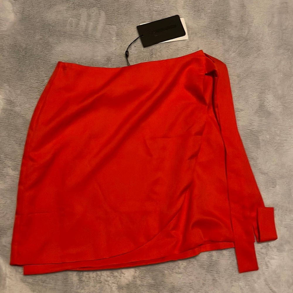 Fashion Union pleated, wrap, button closure shirt skirt.